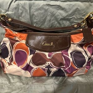 Coach Brown and Multicolor Shoulder Bag